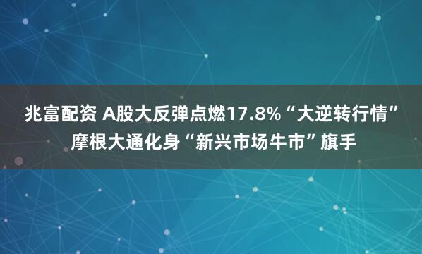 兆富配资 A股大反弹点燃17.8%“大逆转行情” 摩根大通化身“新兴市场牛市”旗手