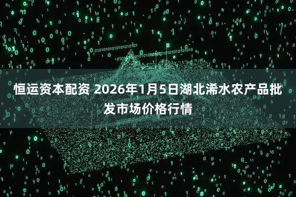 恒运资本配资 2026年1月5日湖北浠水农产品批发市场价格行情